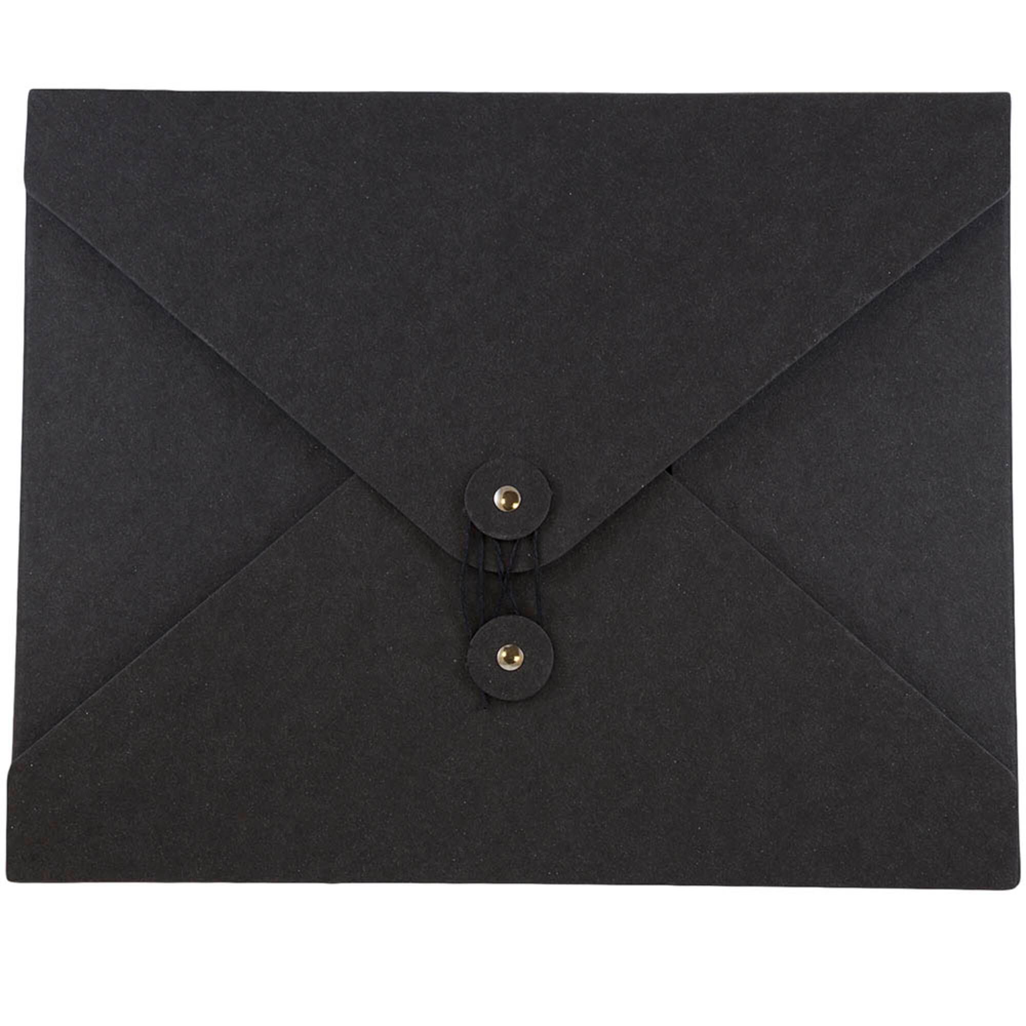 JAM Paper Black 9.5" x 12" Button & String Tie Kraft Portfolio